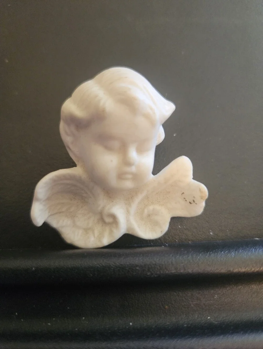 Vintage Ivory Ceramic Sleeping Cherub Brooch